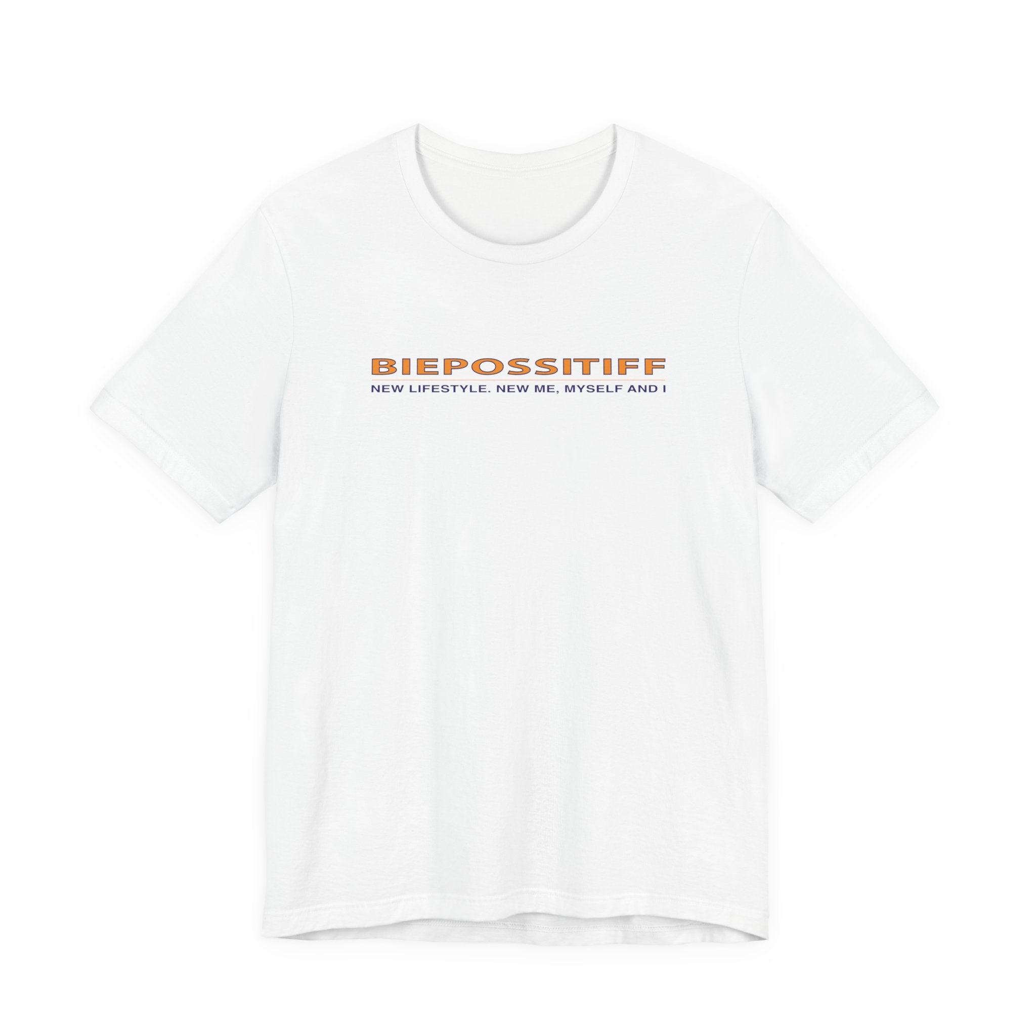 T-Shirt — 'BIEPOSSTIFF' Minimal Logo Tee (New Lifestyle Slogan)
