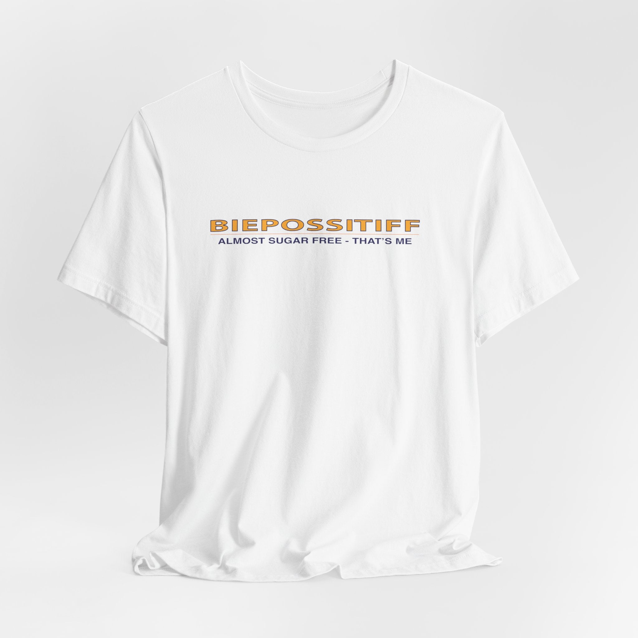 Biepossitiff Graphic Tee – "Almost Sugar Free" Retro Minimalist T-Shirt
