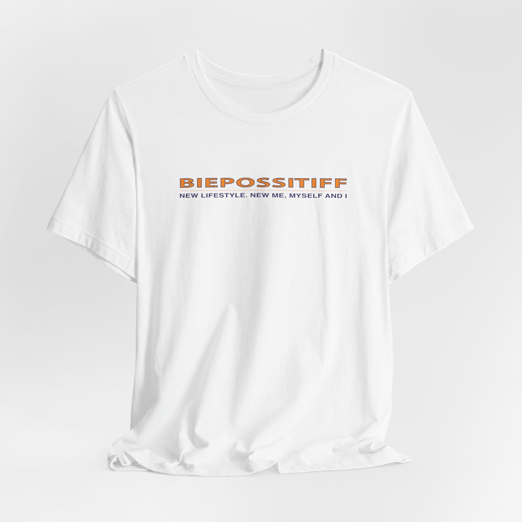 T-Shirt — 'BIEPOSSTIFF' Minimal Logo Tee (New Lifestyle Slogan)