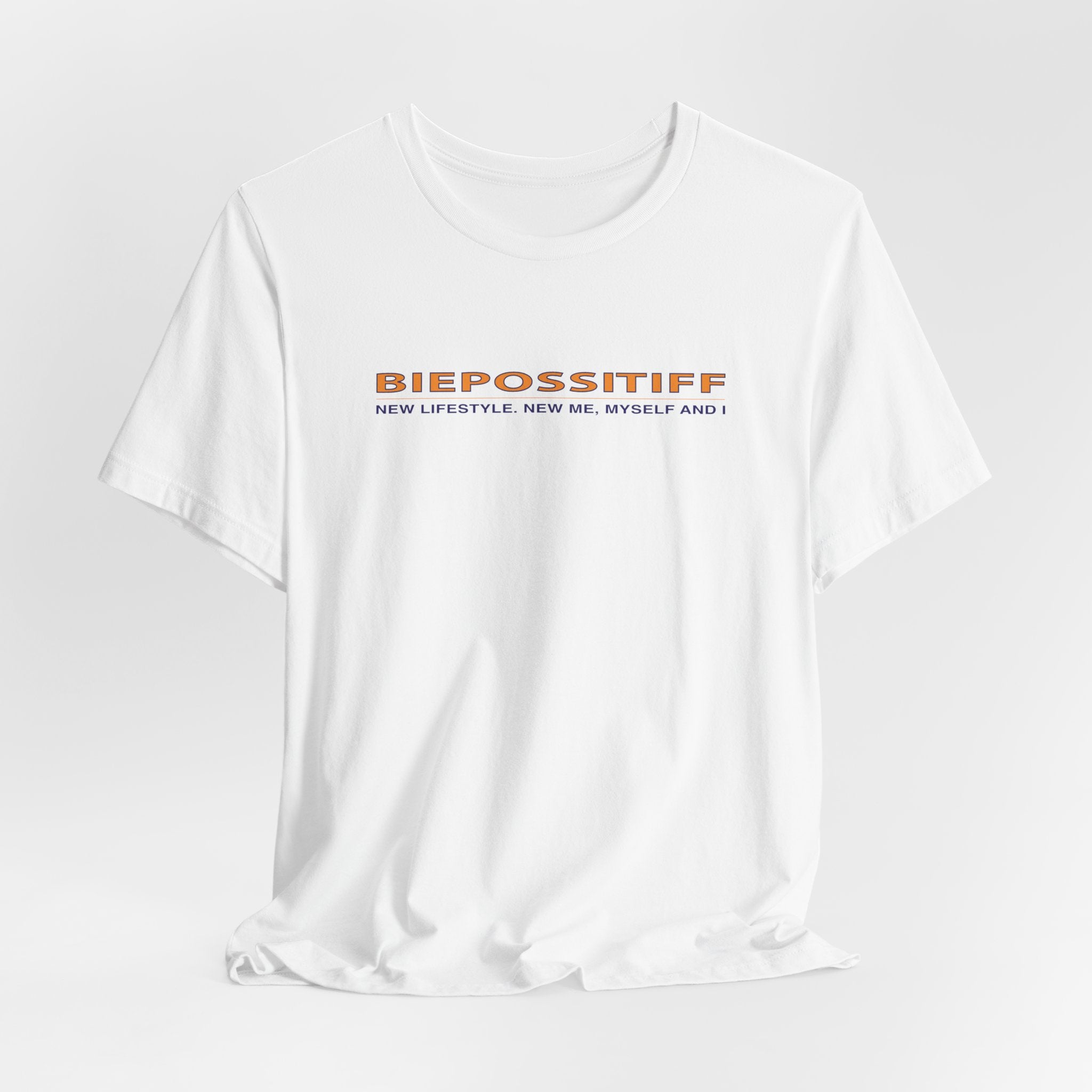 T-Shirt — 'BIEPOSSTIFF' Minimal Logo Tee (New Lifestyle Slogan)